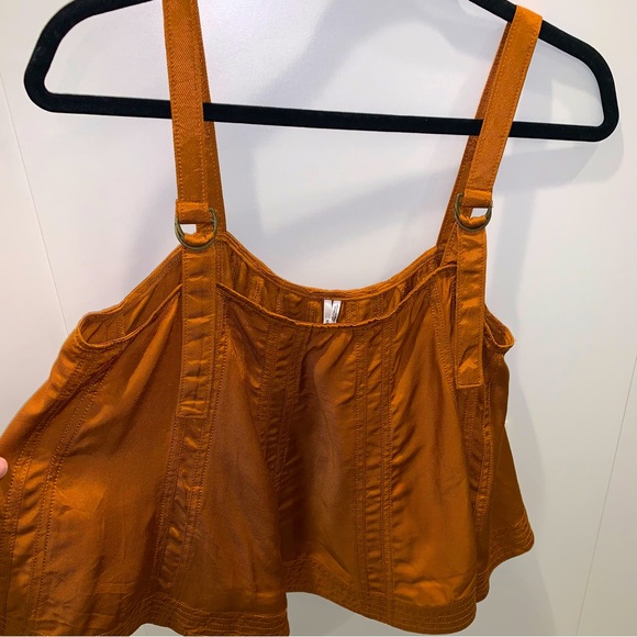 NWT by Anthropologie sz M Copper Brown Sleeveless Swing Crop Tank Flowy Boho - Picture 3 of 10